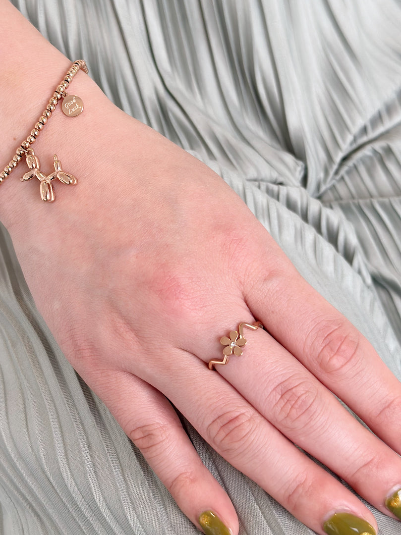 Scarlet Floral Ring in Rose Gold