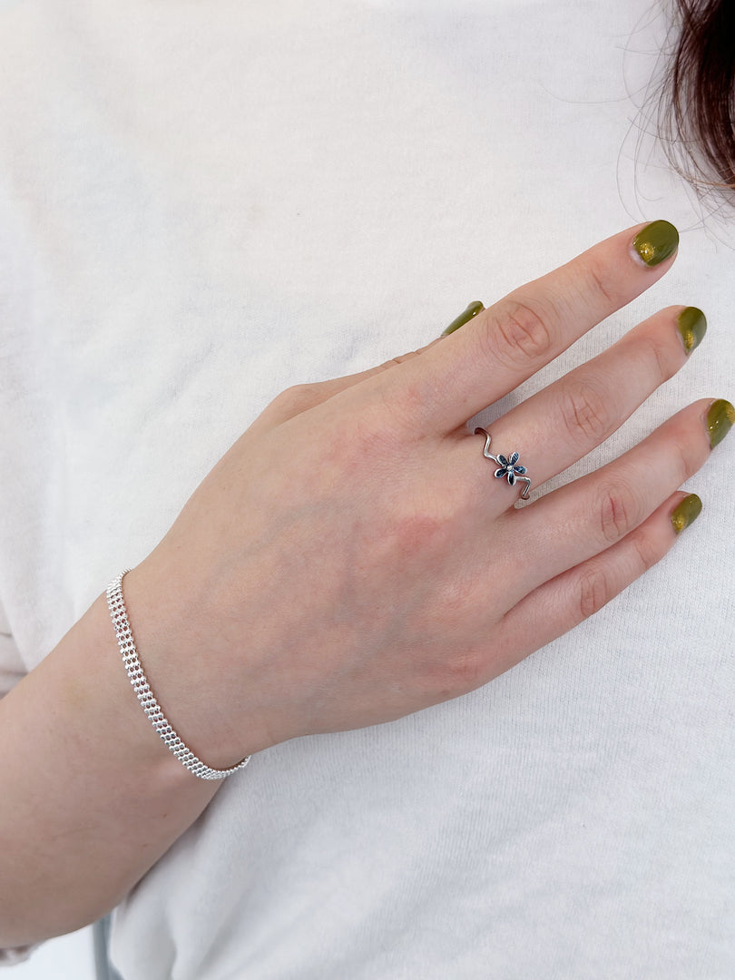 Scarlet Floral Ring in Silver