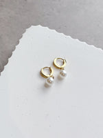 Load image into Gallery viewer, Lisa Huggie Pearl Drop Earrings
